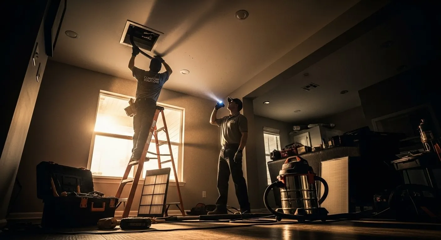 Air duct cleaning equipment in a Saskatchewan home